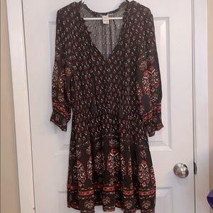 Long Sleeve Boho Midi Dress